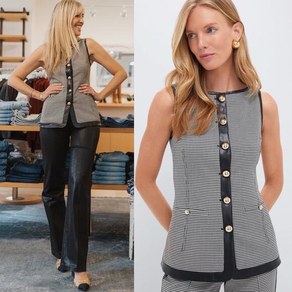 Simkhai Cressida Sleeveless Button Down Top Black White Check Size 2 NWT - Picture 1 of 11